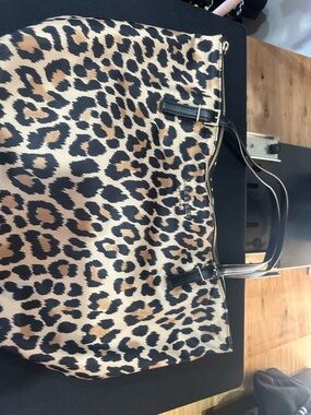 Kate Spade Leopard Print Tote Bag with Black Trim